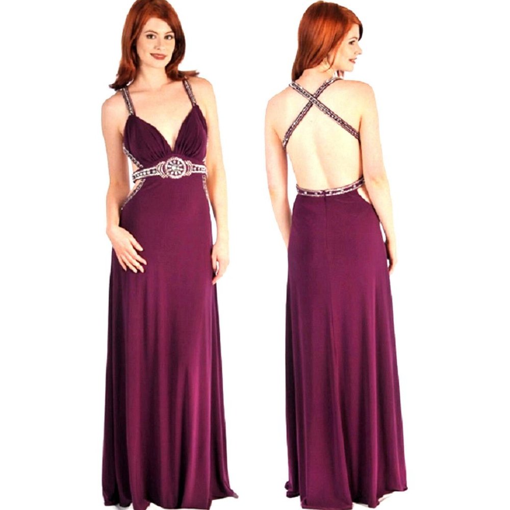 Aspeed Ladies Hand Beaded Prom Dress Size 18 Purple NWT